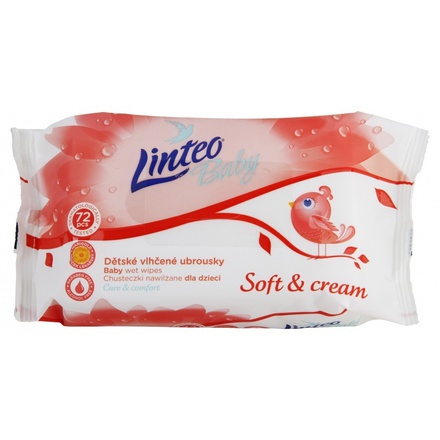 Linteo Baby Soft & Cream vlhčené ubrousky pro děti 72 kusů