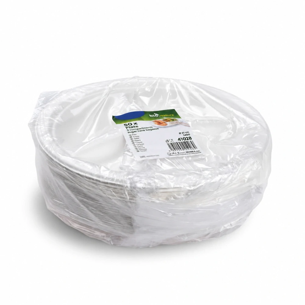 Talíř dělený na 3 porce BIO cukrová třtina Ø 26 cm [50 ks]