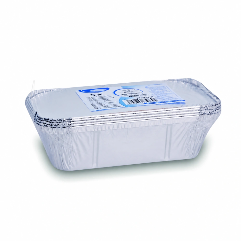 Miska hranatá ALU 690 ml včetně víčka, 5 ks – prodejní balení