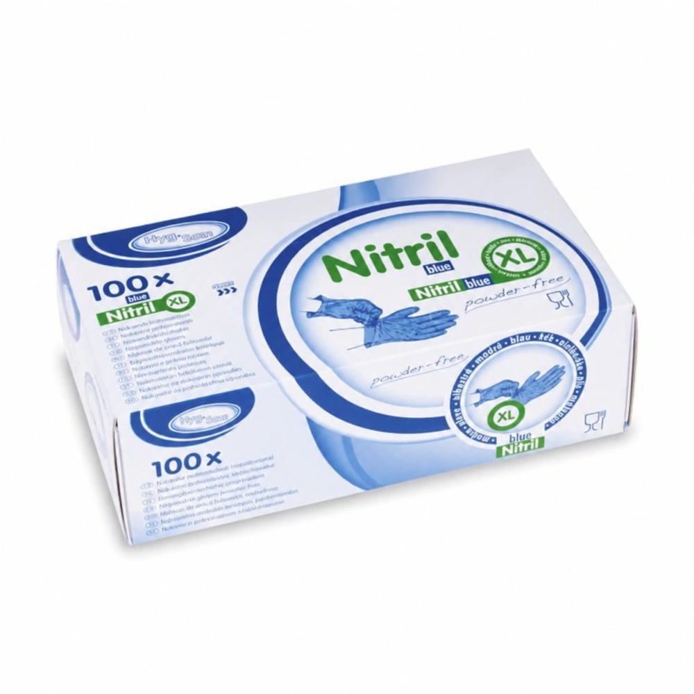 Rukavice nitrilová modrá, nepudrovaná (velikost XL) [100 ks]