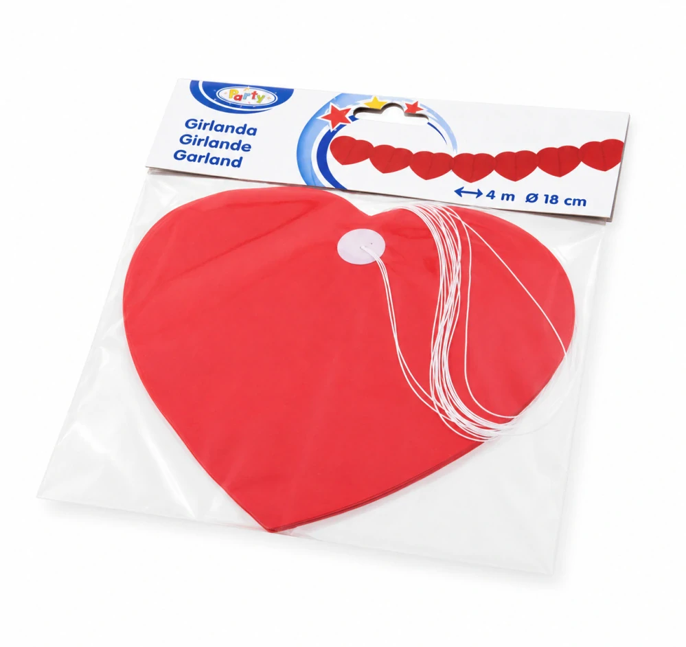 Papírová girlanda SRDCE 4 m (Ø 18 cm) [1 ks]