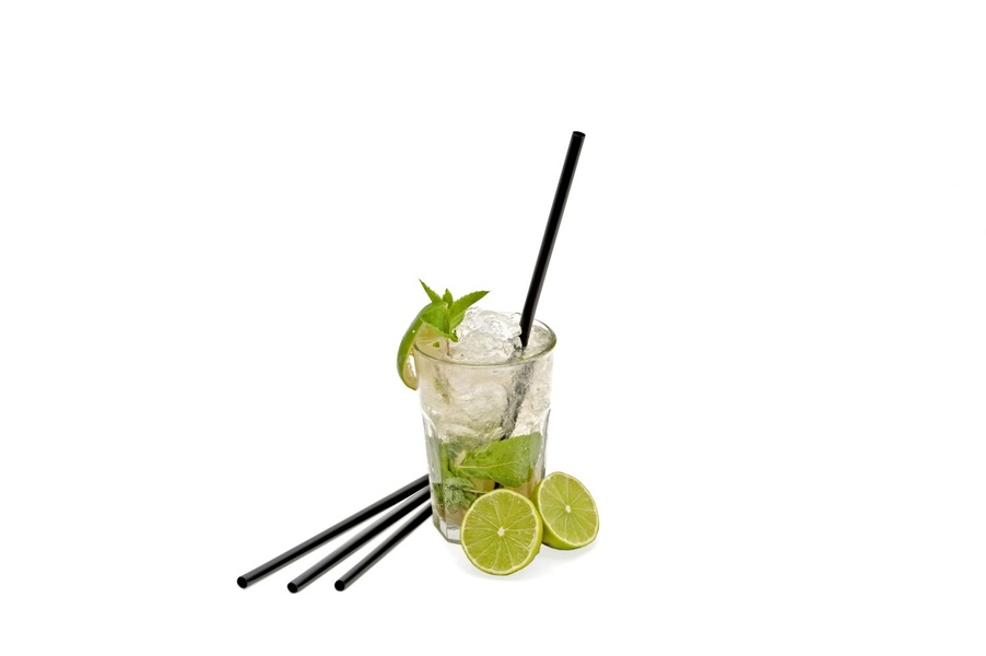 Slámky JUMBO plastové černé 25 cm, průměr 8 mm [500 ks] (znovu použitelná)