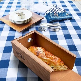 Krabice na pizzu (mikrovlnitá lepenka) Calzone kraft 30 x 16 x 10 cm [100 ks]