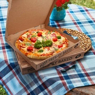 Krabice na pizzu (mikrovlnitá lepenka) kraft 29 x 29 x 4 cm [100 ks]