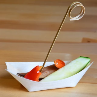 Fingerfood miska dřevěná, lodička 13 × 8 cm, 100 ks