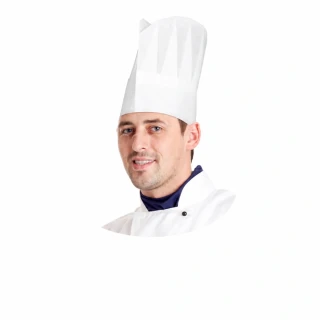 Kuchařská čepice papírová bílá, výška 23 cm, obvod 56–62 cm, 10 ks