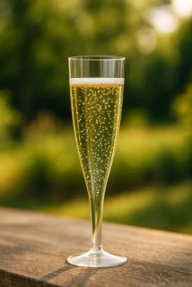 Pohárek na sekt 0,1 l s černou nožkou, 20 ks