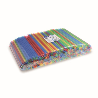 Slámky JUMBO plastové barevné mix 25 cm, průměr 8 mm [500 ks]