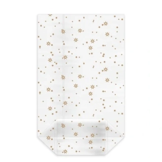 Sáček čirý (OPP) s křížovým dnem Hvězdy zlaté 16 x 27 + 6,5 cm [100 ks]